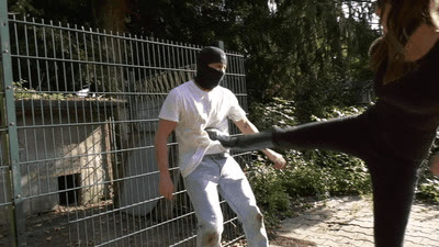 Madame Marissa - Brutally kicked against the fence (small version)