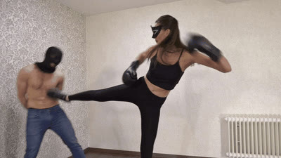 Madame Marissa - Kickboxing training - hes my punching bag!