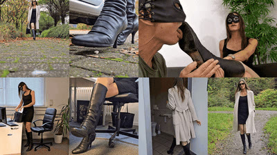 Madame Marissa - Slave has to lick disgusting street dirt and mud from my boots (small version)