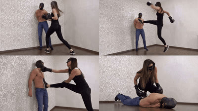 Madame Marissa - Kick-Box training with the human punching ball (small version)