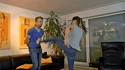 Madame Marissa - Kicking the bound slave hard