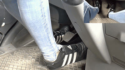 Madame Marissa - Pedal pumping and driving with Adidas sneakers