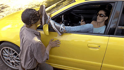 Madame Marissa - Slave licks my dirty converse on public parking lot
