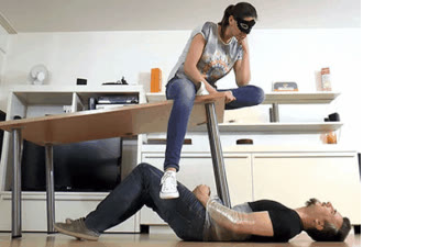 Madame Marissa - Crushing the slaves belly under the table
