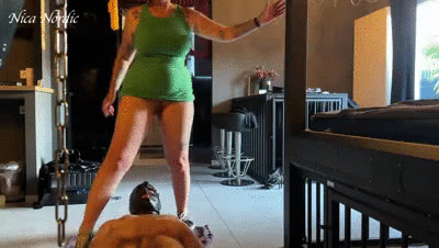 Miss Nica Nordic - jerk off loser on the floor