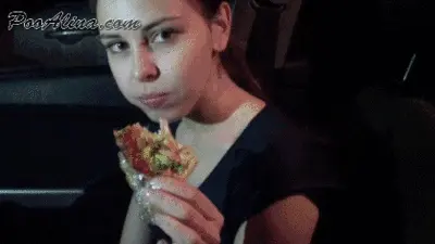 PooAlina - Young Alina eating pizza and pooping in car 03