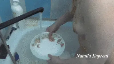 Natalia Kapretti - Toilet bitch bathing, after delicious shit dinner