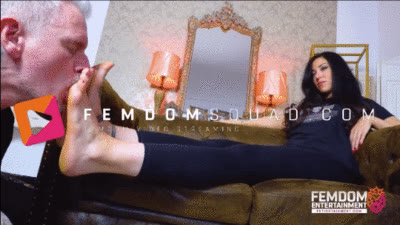 FETISHTAINMENT Femdom & Fetish - He has to lick my socks and feet after the train ride