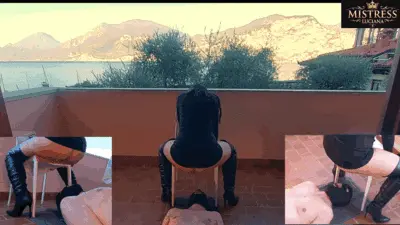 Club der Scheissefresser by MISTRESS LUCIANA - Italian toilet with lake view completely covered in shit