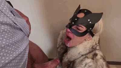 CrazyWifeSlut - Lady in Fur Coat CrazyWifeSlut throat destruction by big dick and knot dildo (a lot of puke and vomi