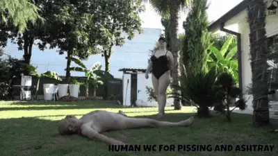 MISTRESS DARIA DOMINA - HUMAN WC FOR PISSING AND HUMAN ASHTRAY HD