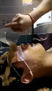 Chinese Scat Love - Toilet Slave Opened His Bitch Mouth Wide, Mistress Used a Cup to Grab The Shit and Poured It on His