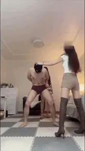 Chinese Scat Love - 2 Hot Cruel Goddesses Pee and Spit into Bottle for the Slave to Drink and Kick His Balls, Trample Hi