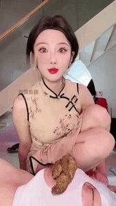 Chinese Scat Love - Pretty Cheongsam Goddess Feeds the Shit-faced Toilet Slave to Eat Shit with Bread while Talking Dirt