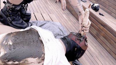 Miss Infinity Toilet Fetish Clips - Double shit on this slave and eating it all outside with public