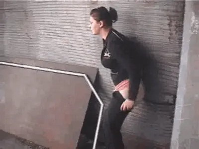 Amateur chick poop outdoor