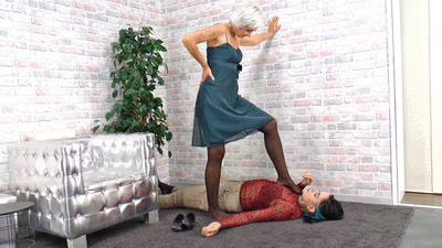 Boss Girls Productions - The first trampling session on the slave