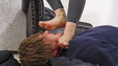 Boss Girls Productions - Mistress Anfisa - Licking soles with pressure on his neck - small version